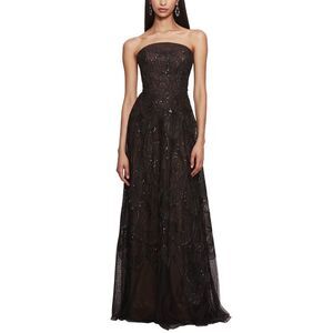 Elegant Black Strapless Evening Gown